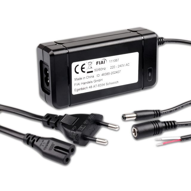 Transformer 24V/DC, 0-60W, with round plug and flat plug