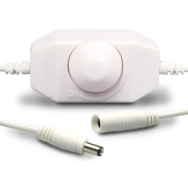 Rallonge de fiche ronde, L: 150 mm, incluant un gradateur rotatif, 2A, 48W, blanc