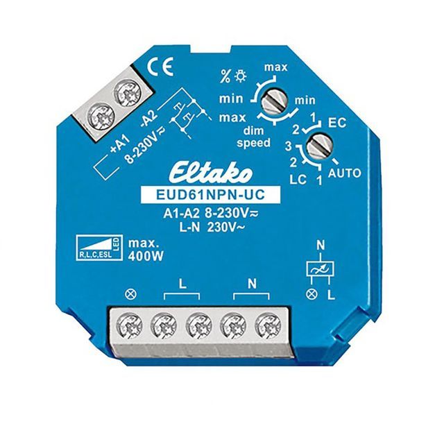 Universal-Push Dimmer Eltako für dimmbare 230V Leuchtmittel/Trafos, 400VA