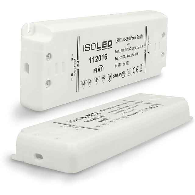 LED Trafo 12V/DC, 0-30W, ultraflach, SELV