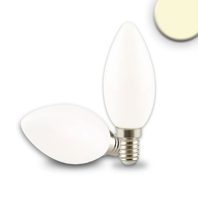E14 LED candela, 4W, milky, bianca calda, dimmerabile