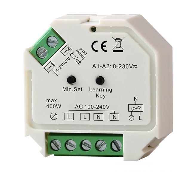 Sys-One Funk/Push Dimmer für dimmbare 230V LED Leuchtmittel/Trafos, 200VA