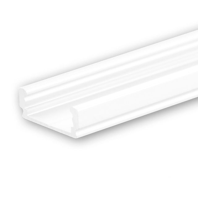 Profilé en applique LED SURF12 FLAT aluminium revêtu par poudre blanc RAL 9010, 200 cm