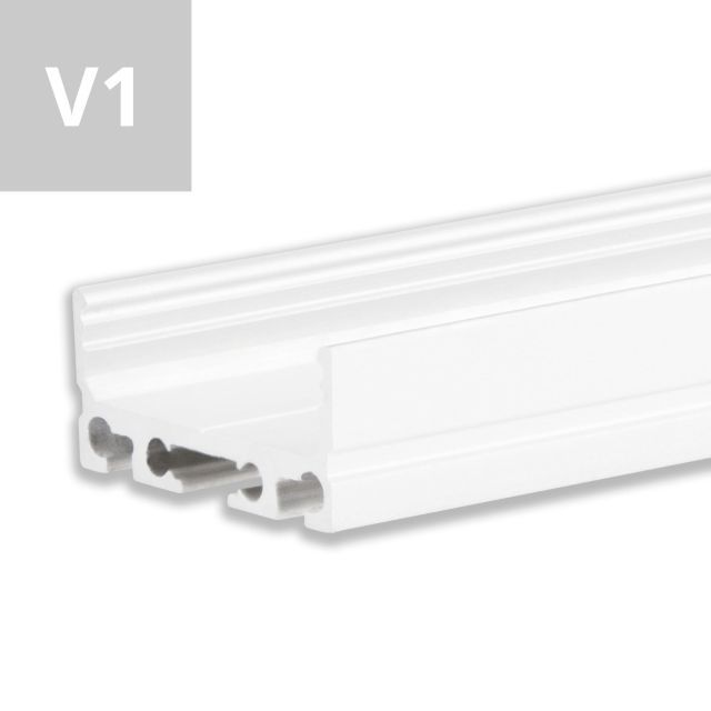 LED Aufbauprofil SURF24 FLAT V1 Aluminium pulverbeschichtet weiß RAL 9010, 200cm