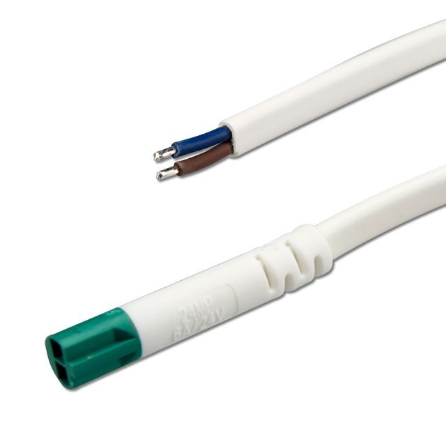 Mini-Plug câble de connexion mâle, 1m, 2x0,75, IP54, blanc-vert, max. 48V/6A