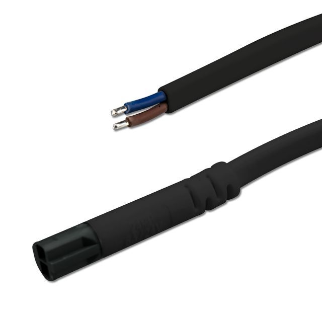 Mini-Plug connection cable male, 1m, 2x0,75, IP54, black, max. 48V/6A