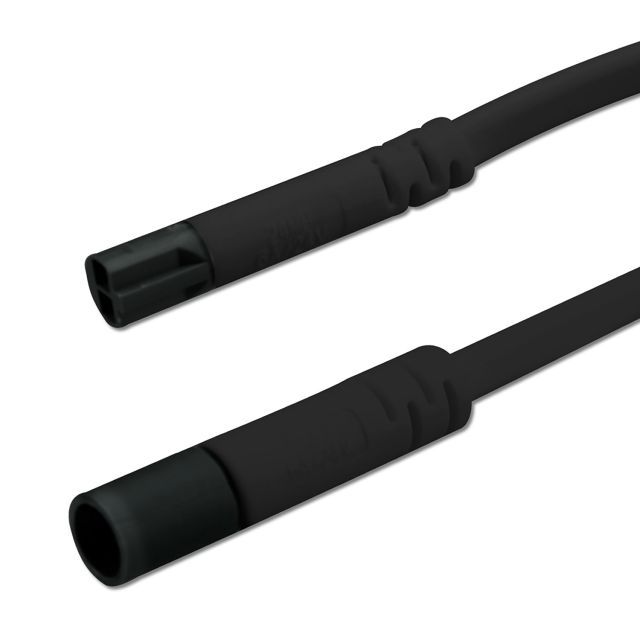 Mini-Plug rallonge mâle-femelle, 1m, 2x0,75, IP54, noir, max. 48V/6A