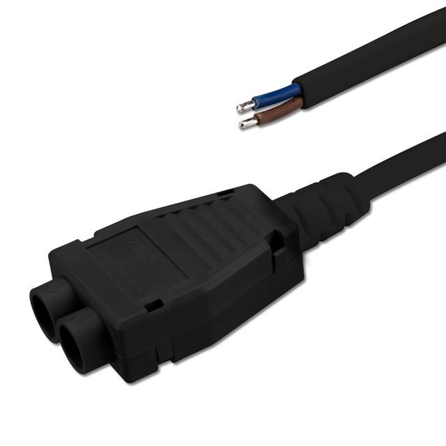 Mini-Plug distributeur 2-fois femelle, 1m, 2x0,75, IP54, noir, max. 48V/6A