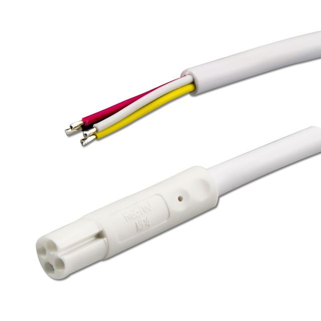Mini-Plug RVB câble de raccordement mâle, 1m, 4 pôles, IP54, blanc, max. 48V/6A