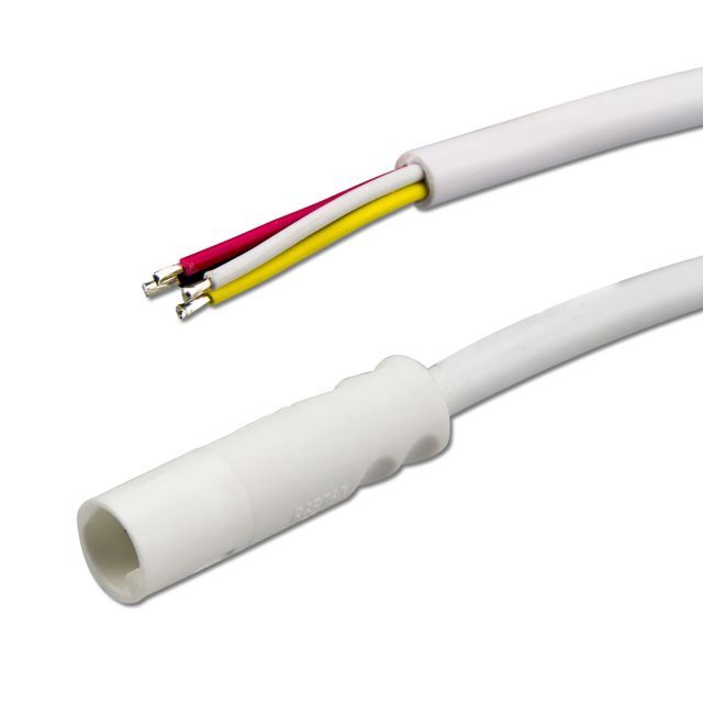 Mini-Plug RVB douille de raccordement femelle, 1m, 4 pôles, IP54, blanc, max. 48V/6A