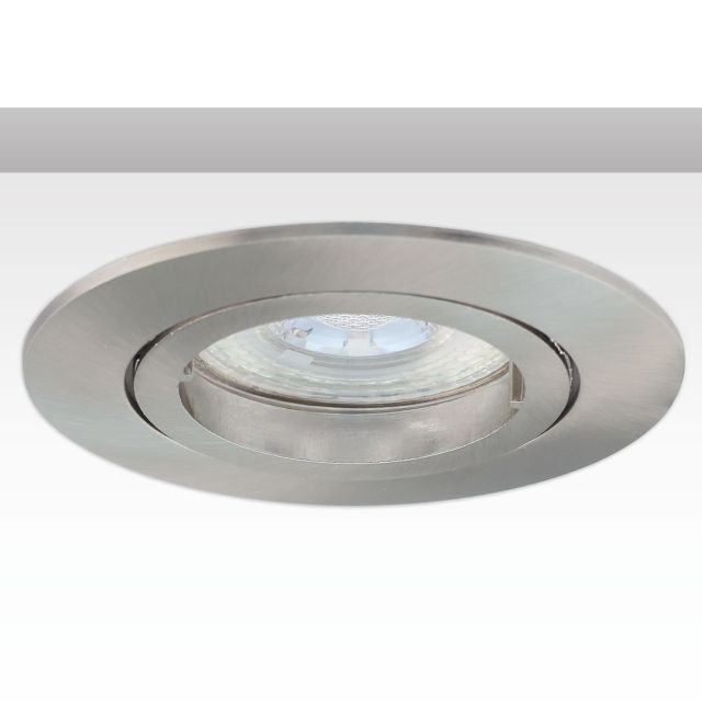 Cornice da incasso rotondo, foro di 68 mm, alluminio nichel satinato, per spot GU10/MR16