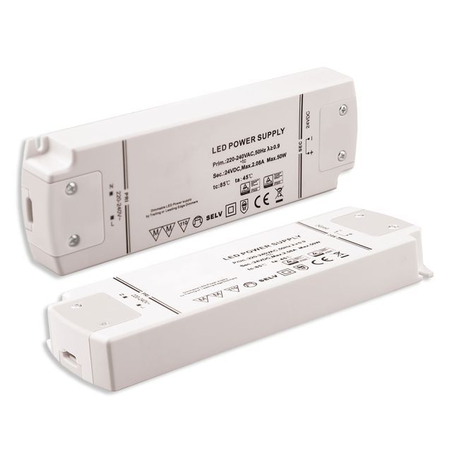 Transformateur LED 24V/DC, 0-50W, dimmable (voltage sink), SELV