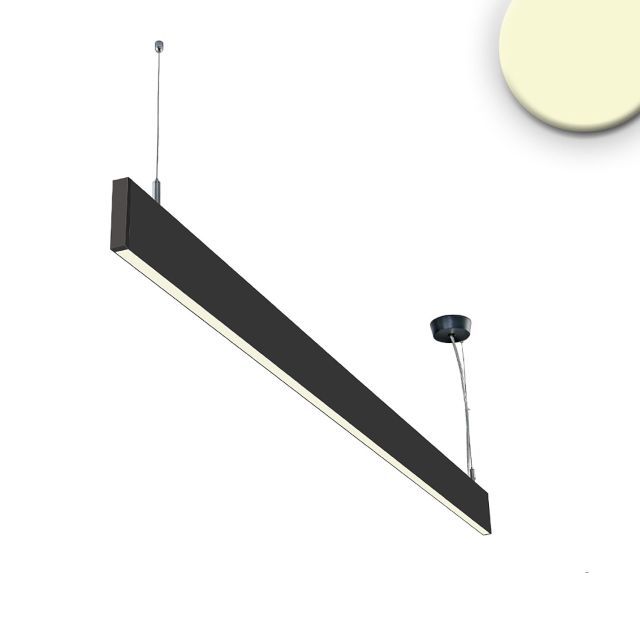 Luminaire suspendu LED Linear Up+Down 600, 25W,  prism., connect. linéaire et 90°, noir, blanc chaud
