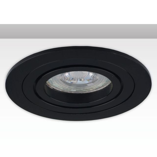 Cornice da incasso rotondo, foro di 80 mm, nero + nero, per spot GU10/MR16