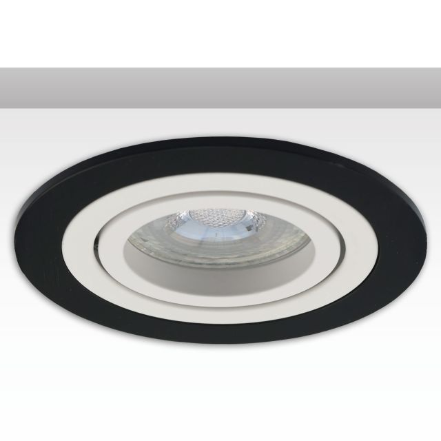 Cornice da incasso rotondo, foro di 80 mm, alluminio nero + bianco, per spot GU10/MR16