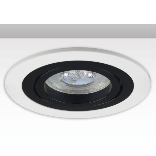 Cornice da incasso rotondo, foro di 80 mm, bianco + nero, per spot GU10/MR16