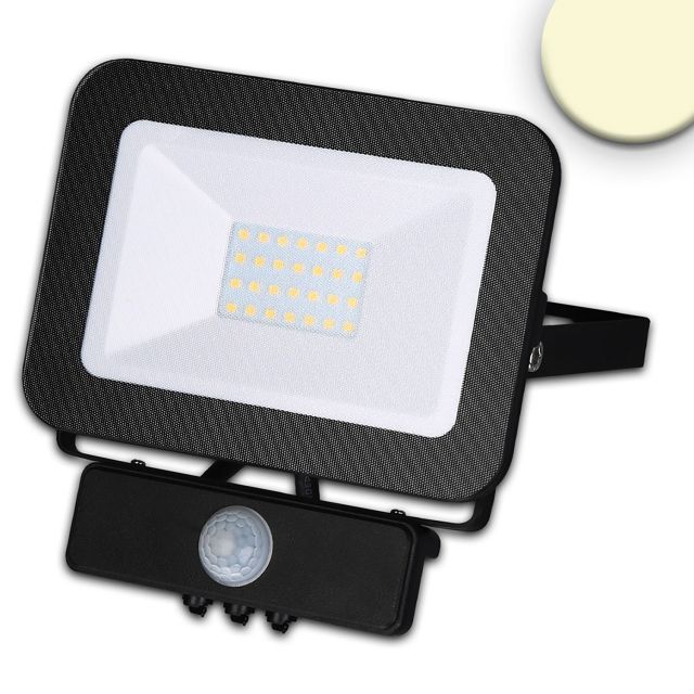 LED floodlight with PIR-motion sensor 30W, warm white, black, IP65