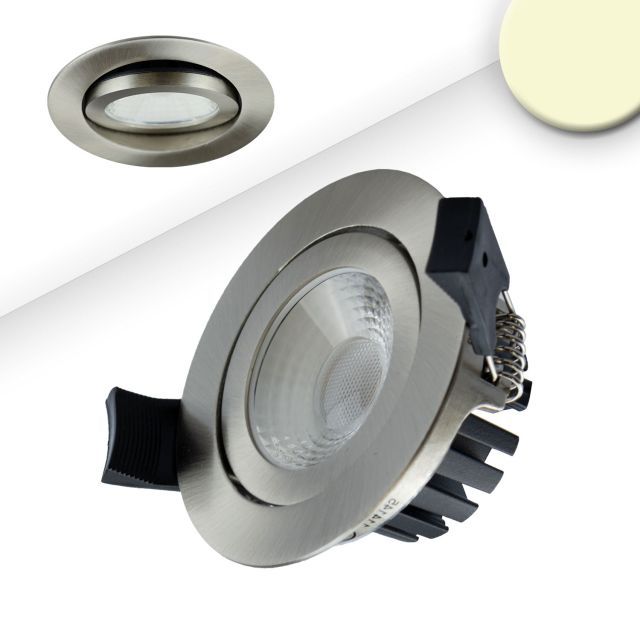 LED Einbaustrahler, silber, 8W, 36°, rund, warmweiß, IP65, dimmbar