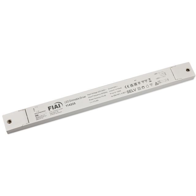 LED PWM luminaire transformer 24V/DC, 0-100W, 1-10V dimmable, SELV, flat, narrow