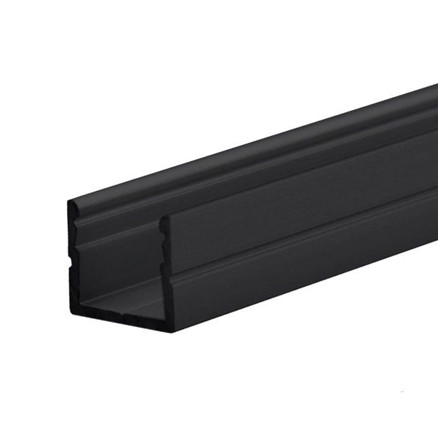 Profilé en applique LED SURF8 aluminium noir RAL 9005, 200 cm