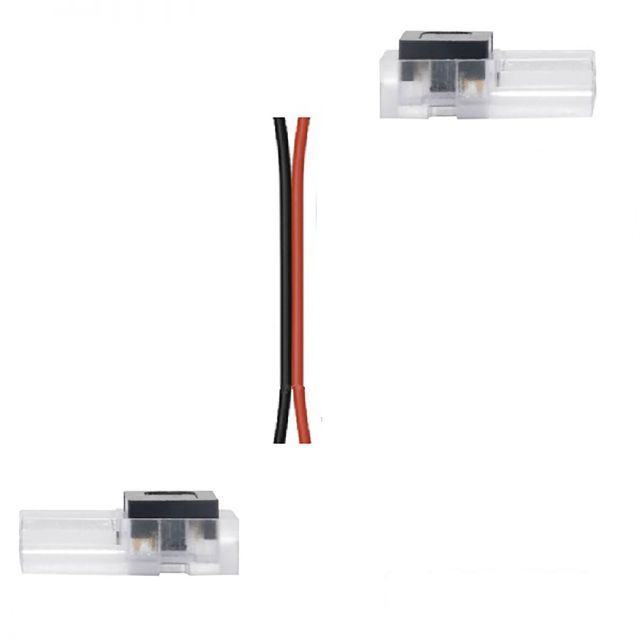Connecteur de contact avec câble (max 5A) K1-210 pour ruban LED IP20, 2 pôles, larg. 10mm, pitch>7mm