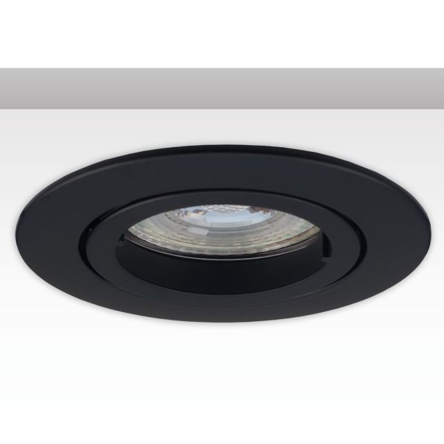 Cornice da incasso rotondo, foro di 68 mm, alluminio nero, per spot GU10/MR16