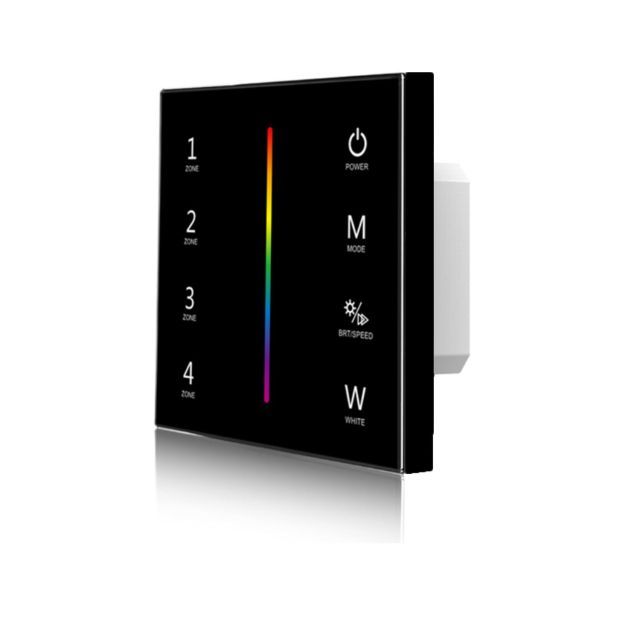Sys-Pro RGB+W 4 Zonen Einbau-Touch-Fernbedienung + DMX Output, schwarz, 230V