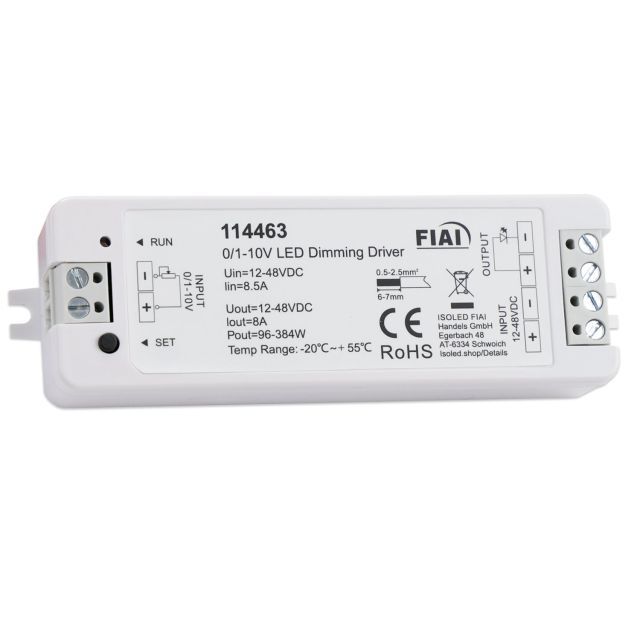0/1-10V Input, PWM-Dimmer, 1 Kanal, 12-36V DC 8A, 48V DC 4A