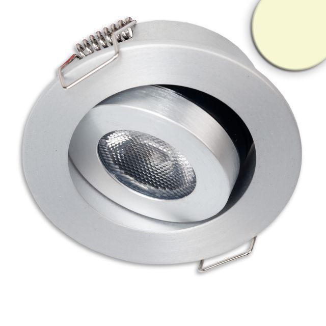 LED recessed luminaire MiniAMP alu brushed, 3W, 24V DC, warm white, dimmable