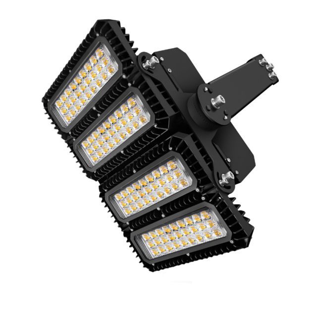 Proiettore LED 450W, 130x40° asimmetrico, variabile, dimmerabile DALI, bianco caldo, IP66