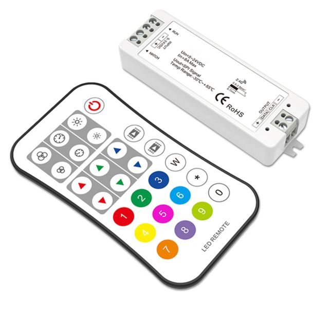 LED FUNK SPI-Controller für 8 - 1024 Pixel inkl. Fernbedienung, 12-24V DC, 8A