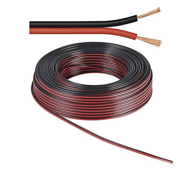 Câble 25m rouleau 2 pôles 0,75mm² H03VH-H YZWL, noir/rouge, AWG18