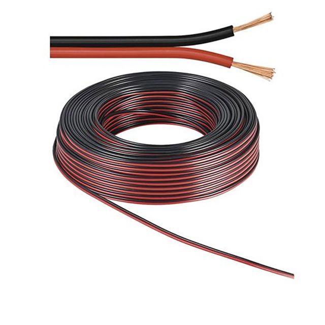 Kabel 50m Rolle 2-polig 0,75mm² H03VH-H YZWL, schwarz/rot, AWG18