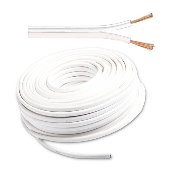 Câble 25m rouleau 2 pôles 0,75mm² H03VH-H YZWL, blanc/blanc, AWG 18