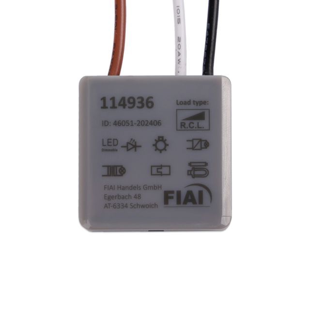 Dimmer push universale mini per lampadine/trasformatori dimmerabili a 230V, 250VA