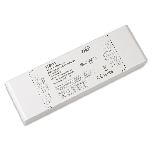 Sys-Pro + Zigbee 3.0 Push/Radio 1-5 channel multi-PWM dimmer, 12-24V DC 5x6A, 36-48V DC 5x4A