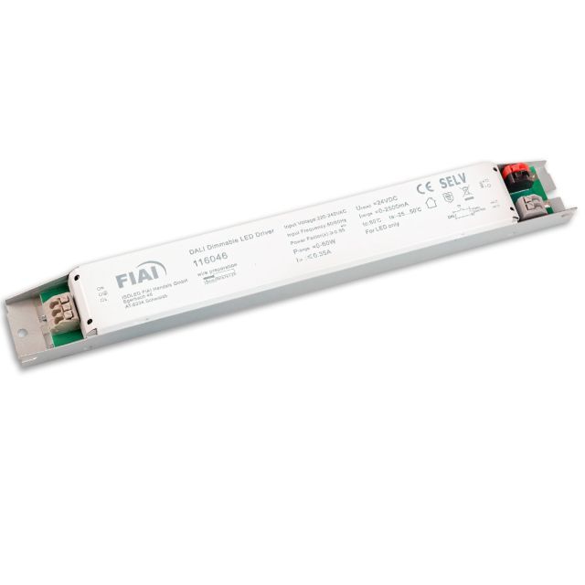 Trasformatore LED PWM 24V/DC, 0-60W, ultraslim, dimmerabile Push/DALI-2, SELV