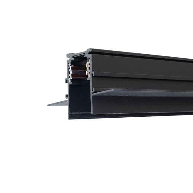Track48 binario per cartongesso, nero, 200cm, a 4 poli, con tappi terminali e cover protettiva