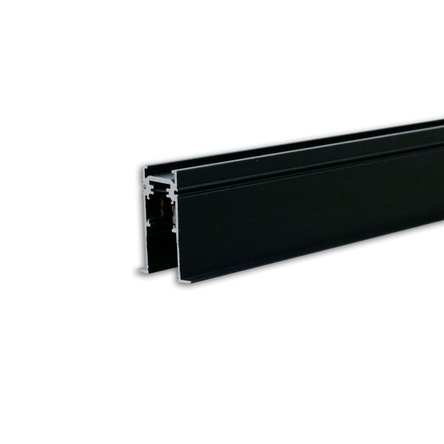 Track48 recessed rail, black, 200cm, 4-pole, incl. end caps and protective cover