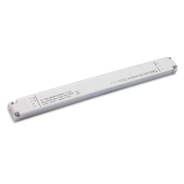 Transformateur PWM LED CCT 24V/DC, 0-100W, 2 canaux, ultraslim, Push/DALI-2 DT8 dimmable, SELV
