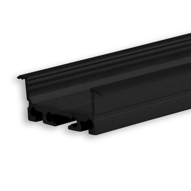 Profilé encastré LED DIVE24 FLAT aluminium revêtement en poudre noir RAL9005, 200cm