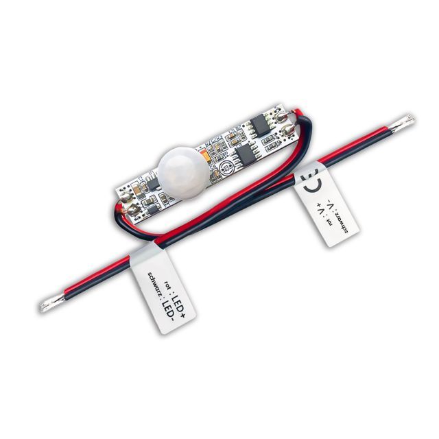 Mini détecteur de mouvement PIR à intégrer dans les profilés lumineux à LED, 12-24V DC 3A