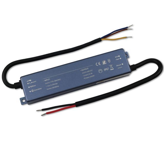 Trasformatore LED 48V/DC, 200W, IP67, ultrapiatto