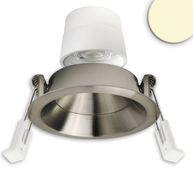 LED Recessed spotlight Back68, nickel brushed, round 5W, CRI90, 2700K, swivel, recessed, UGR