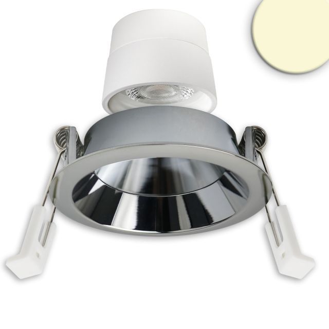 LED Recessed spotlight Back68, alu. polished, round, 5W, CRI90, 3000K, swivel, recessed, UGR