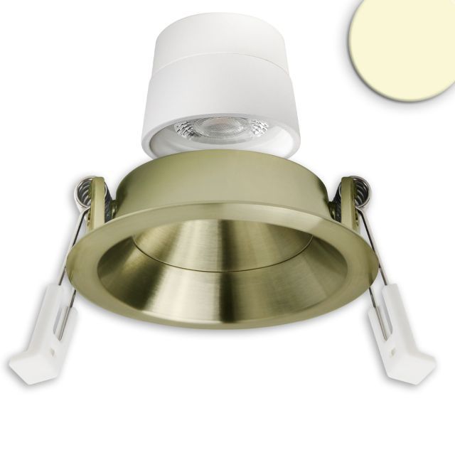 LED Recessed spotlight Back68, brass brushed, round, 5W, CRI90, 3000K, swivel, recessed, UGR
