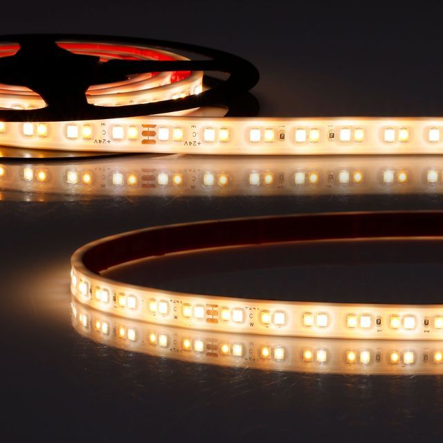 Strip LED lineare AQUA918/940 CCT, 24V DC, 7W ww + 7 W cw, IP68, rotolo da 5m, 160LED/m