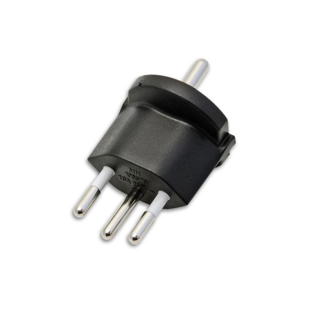 Adattatore fisso CH tipo 12 su Schuko CEE 7/7, nero, non smontabile, 10A