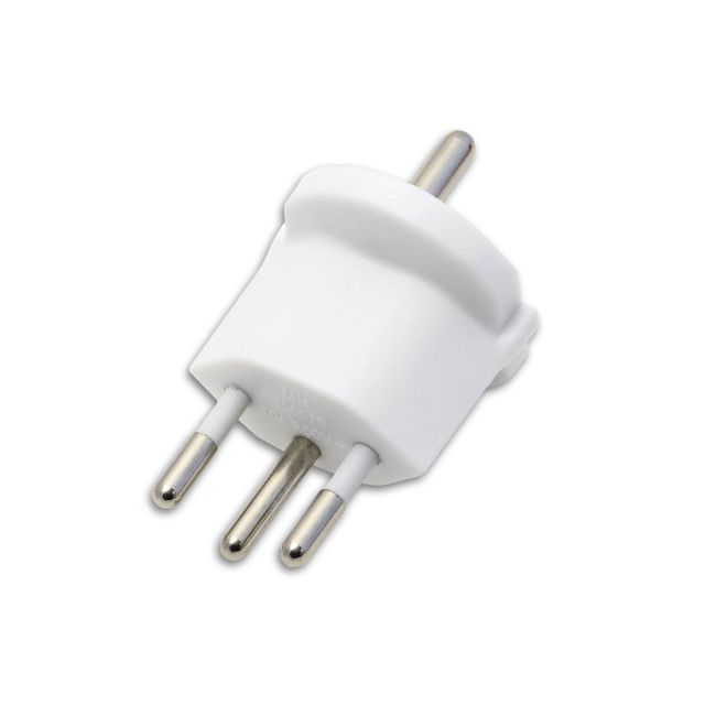 Fixed adapter CH type 12 to Schuko CEE 7/7, white, non-removable, 10A