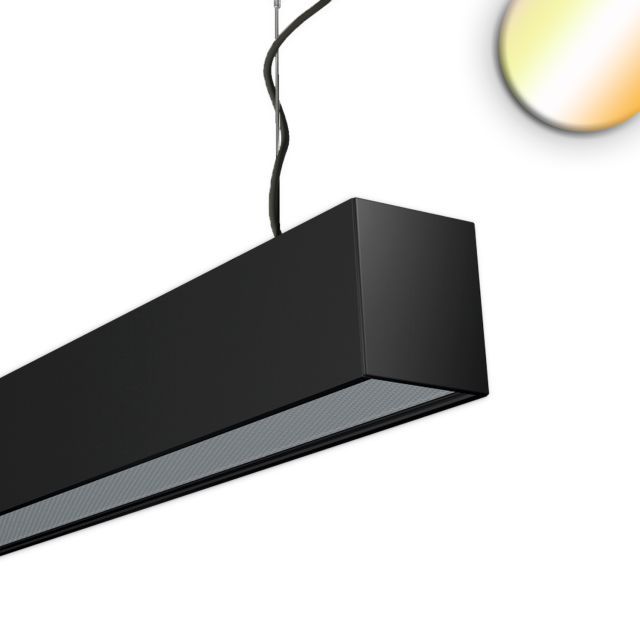 Luminaire suspendu LED PROLAMP30L 28W noir, 2000mm, microprismatique, DALI DT8, CCT 1900-6000K